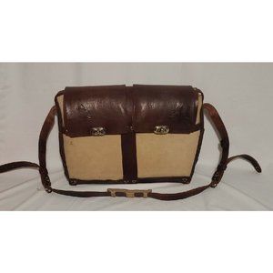 18" VINTAGE Messenger Leather Bag Men's Brown Tan Bag Shoulder Briefcase OOAK
